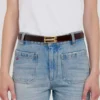 Ceinture Dorian en cuir de veau gaufré croco bordeaux Ceinture Dorian en cuir de veau gaufré croco bordeaux