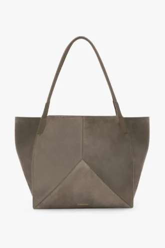 Grand sac cabas The Victoria en daim gris galet