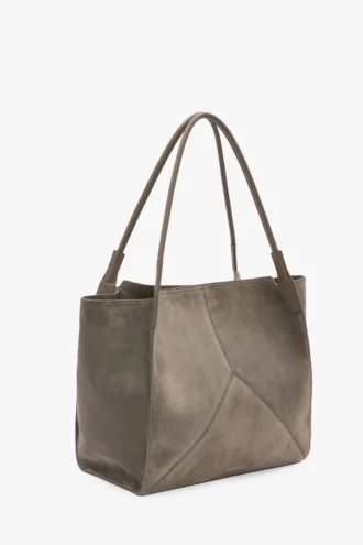 Grand sac cabas The Victoria en daim gris galet