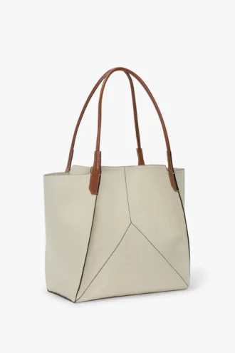 Grand sac cabas Victoria en toile ivoire