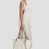 Grand sac cabas Victoria en toile ivoire Grand sac cabas Victoria en toile ivoire