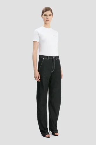 Jeans ample torsadés noirs délavés