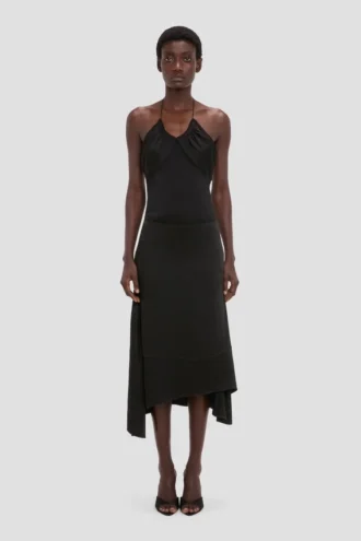 Jupe midi asymétrique en noir