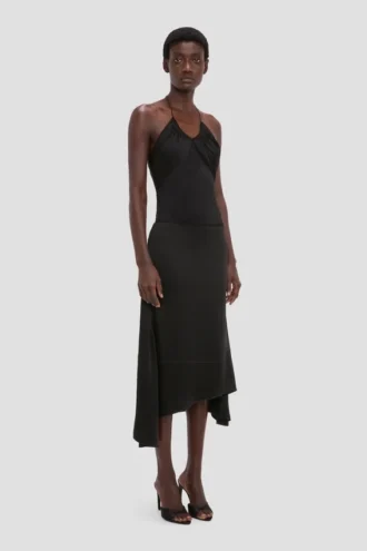Jupe midi asymétrique en noir