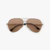 Lunettes de soleil aviateur en métal bleu doré