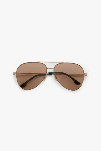 Lunettes de soleil aviateur en métal bleu doré