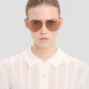 Lunettes de soleil aviateur en métal bleu doré