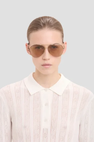 Lunettes de soleil aviateur en métal bleu doré