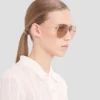 Lunettes de soleil aviateur en métal bleu doré