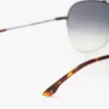 Lunettes de soleil aviateur en métal fin, dorées et noires Lunettes de soleil aviateur en métal fin, dorées et noires