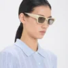 Lunettes de soleil en acétate marbré ivoire