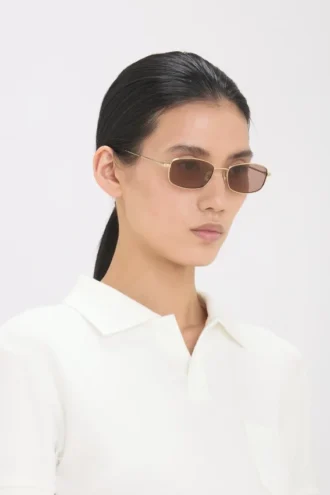 Lunettes de soleil en métal couleur miel doré