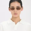 Lunettes de soleil en métal couleur miel doré