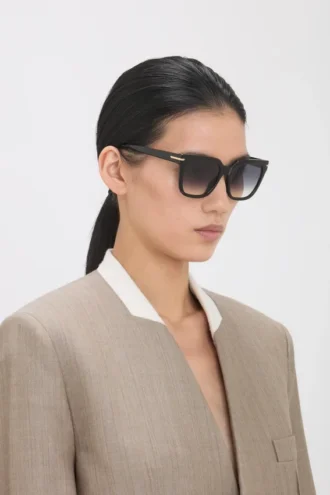 Lunettes de soleil oversize en acétate noir