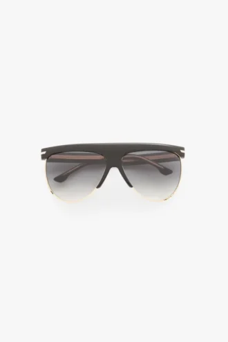 Lunettes de soleil sculptées en métal et acétate avec monture plate