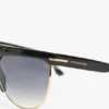 Lunettes de soleil sculptées en métal et acétate avec monture plate