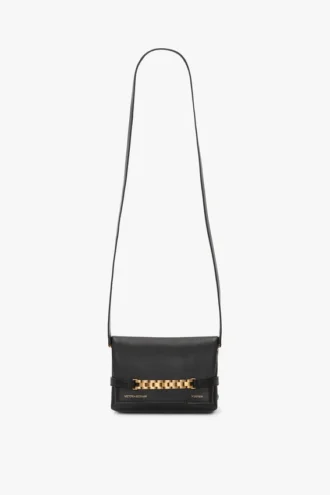 Mini sac à chaîne en cuir noir