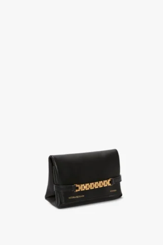 Mini sac à chaîne en cuir noir