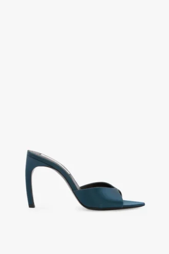 Mules Harlow 100 en satin bleu sarcelle