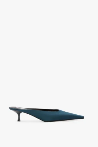 Mules Sloane 45 en satin bleu sarcelle Mules Sloane 45 en satin bleu sarcelle