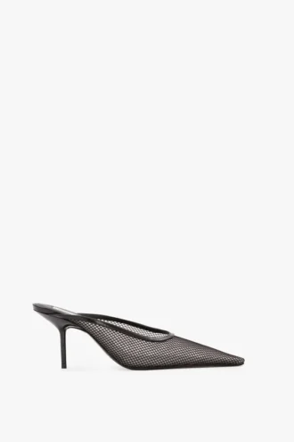 Mules à talons aiguilles Sloane 75 en maille noire