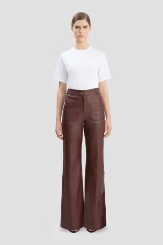 Pantalon Alina en cuir bordeaux