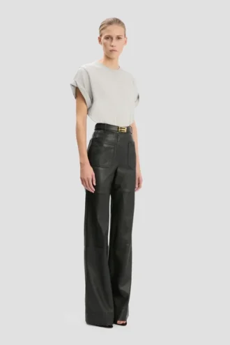 Pantalon Alina en cuir noir Pantalon Alina en cuir noir