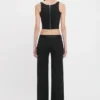 Pantalon à ceinture en satin noir Pantalon à ceinture en satin noir