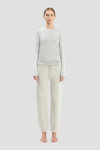 Pantalon de jogging brodé du logo en gris chiné Pantalon de jogging brodé du logo en gris chiné