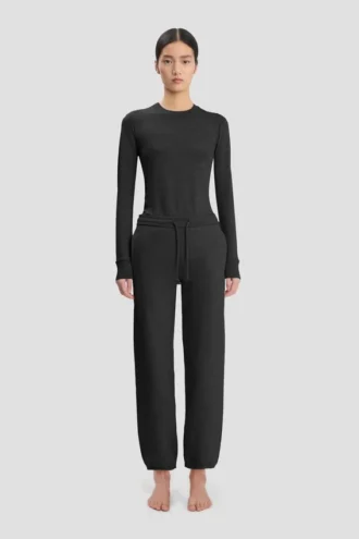 Pantalon de jogging noir avec logo brodé Pantalon de jogging noir avec logo brodé