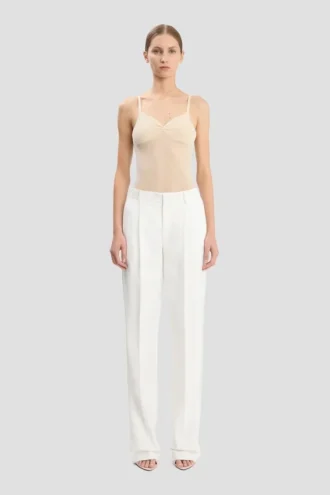 Pantalon droit ajusté en ivoire Pantalon droit ajusté en ivoire