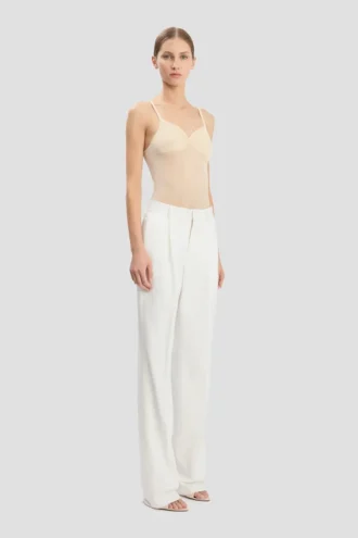 Pantalon droit ajusté en ivoire Pantalon droit ajusté en ivoire