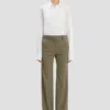 Pantalon droit ajusté en mélange de laine couleur sauge Pantalon droit ajusté en mélange de laine couleur sauge