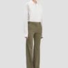Pantalon droit ajusté en mélange de laine couleur sauge Pantalon droit ajusté en mélange de laine couleur sauge
