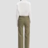 Pantalon droit ajusté en mélange de laine couleur sauge Pantalon droit ajusté en mélange de laine couleur sauge