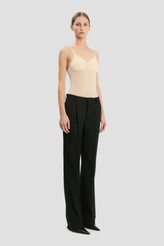 Pantalon droit ajusté en noir Pantalon droit ajusté en noir