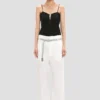 Pantalon droit à revers, couleur blanc cassé Pantalon droit à revers, couleur blanc cassé