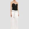 Pantalon droit à revers, couleur blanc cassé Pantalon droit à revers, couleur blanc cassé