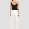 Pantalon droit à revers, couleur blanc cassé Pantalon droit à revers, couleur blanc cassé