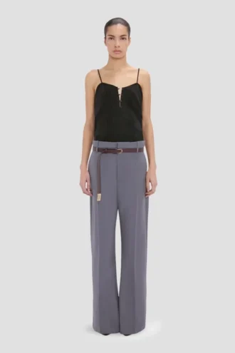 Pantalon droit à revers, couleur silex Pantalon droit à revers, couleur silex