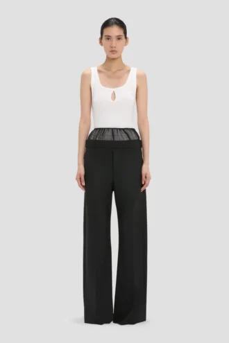 Pantalon à empiècements transparents noir