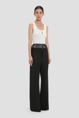 Pantalon à empiècements transparents noir