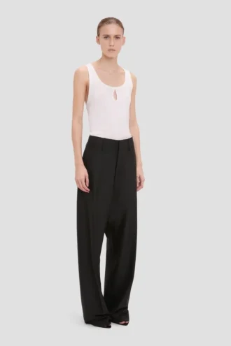 Pantalon à jambes courbées noir