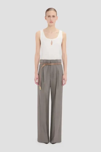 Pantalon à taille plissée en nickel