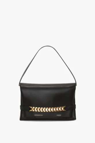 Pochette à chaîne en cuir noir