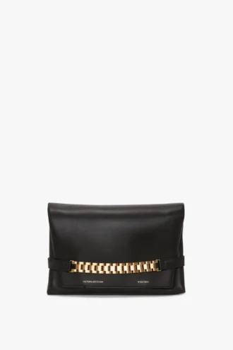 Pochette à chaîne en cuir noir