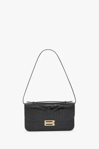 Pochette Dorian en cuir noir gaufré