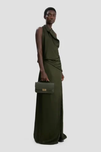 Pochette Dorian en cuir olive foncé