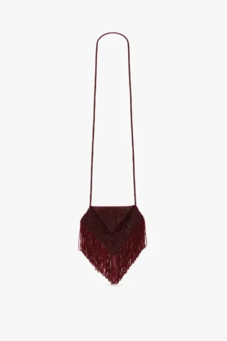 Pochette Manhattan à perles bordeaux