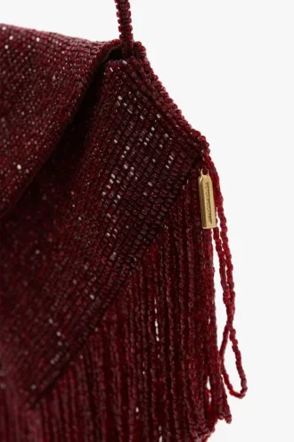 Pochette Manhattan à perles bordeaux